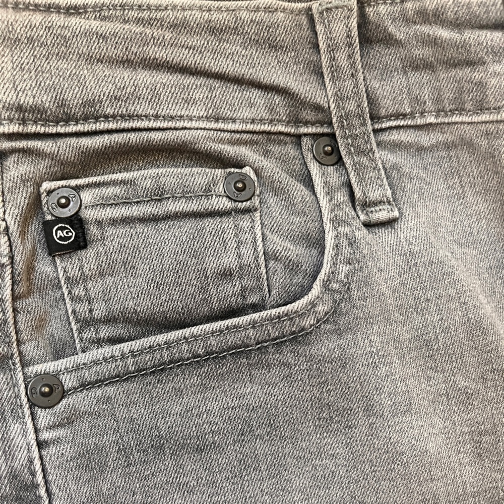 New AG Adriano Goldschmied High Rise Wide Leg Cropped Denim Jeans 27 Light Gray - Picture 10 of 16